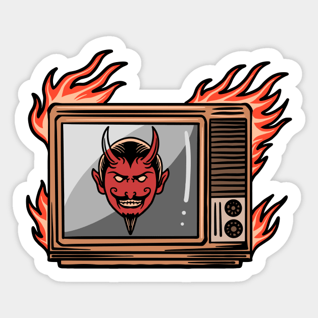 Evil Television // Devil in the TV Sticker by SLAG_Creative